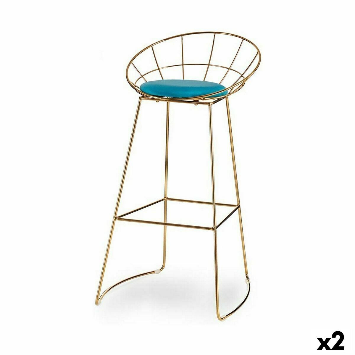 Taburete Gift Decor Azul Dorado Poliéster Hierro 51 x 94 x 52 cm (2 Unidades)