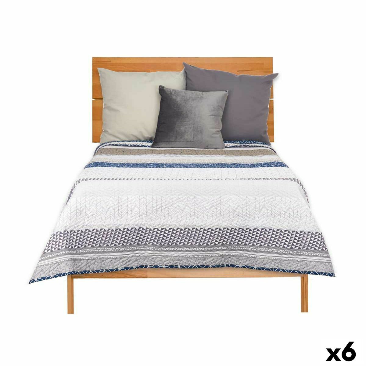 Colcha Reversible Gift Decor Azul Blanco Gris 240 x 260 cm 260 x 0,3 x 240 cm Hexágonos (6 Unidades)