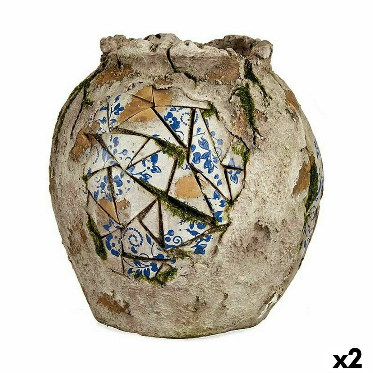 Figura Decorativa para Jardín Ibergarden Poliresina Jarrón 27 x 27 x 27 cm (2 Unidades)
