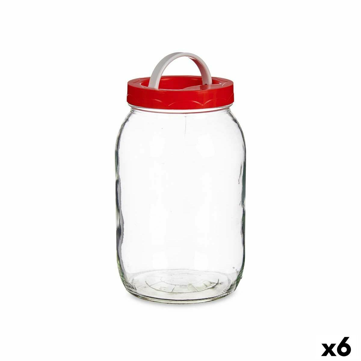 Tarro Vivalto Rojo Transparente 2 L Tapa con asa (6 Unidades)
