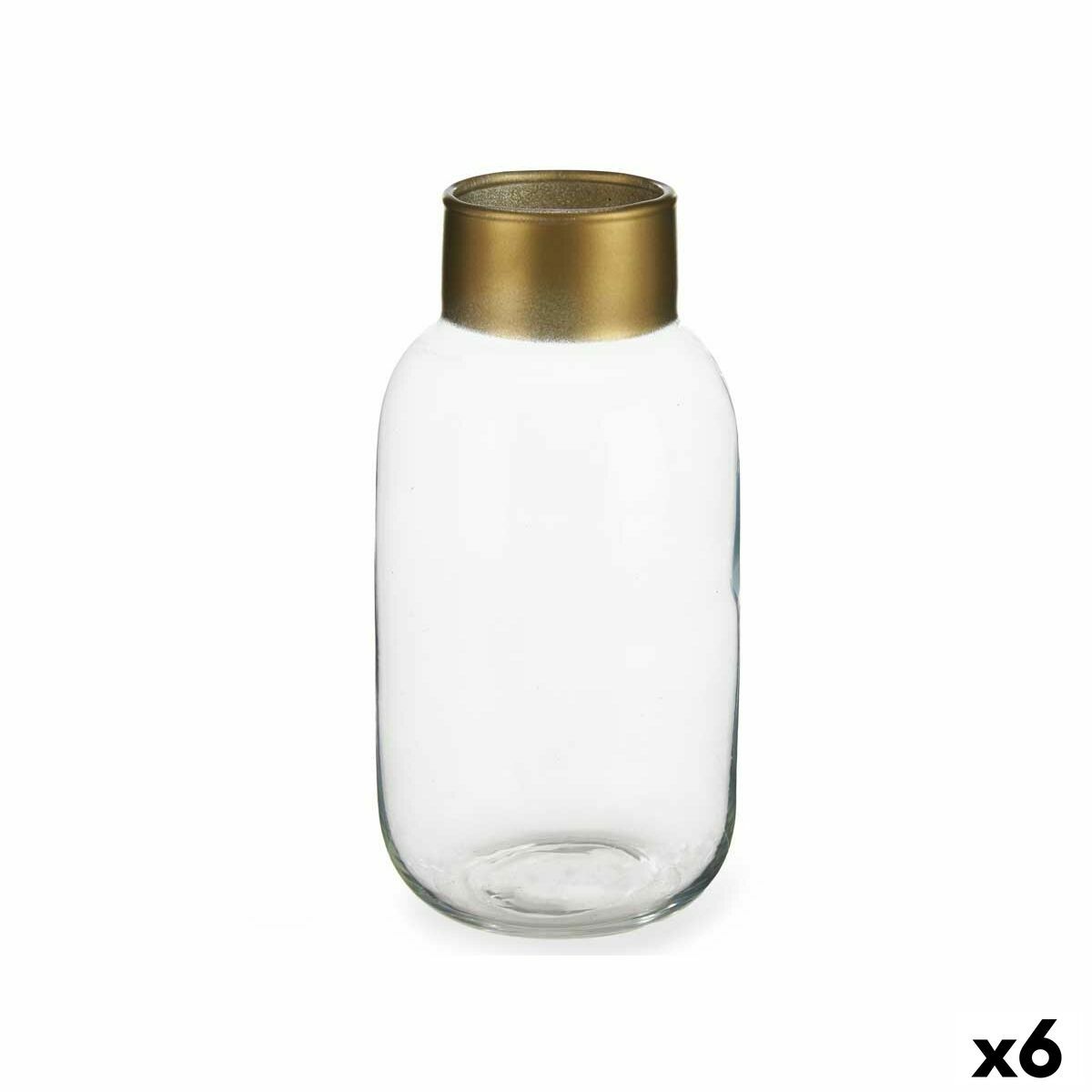 Jarrón Gift Decor Transparente Dorado Vidrio 11,5 x 24 x 11,5 cm (6 Unidades)