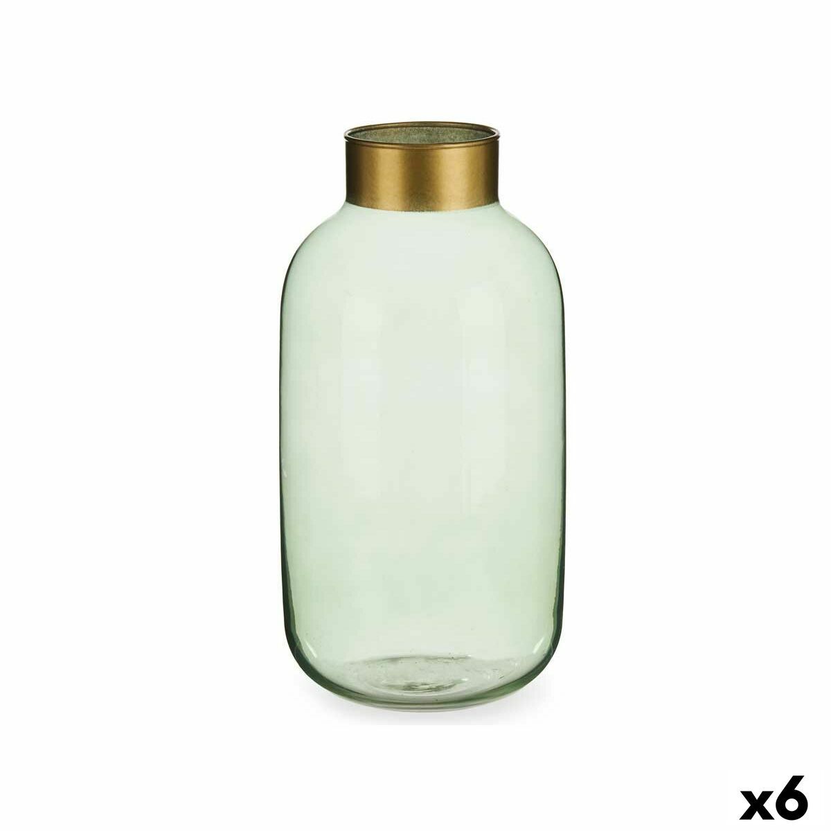 Jarrón Gift Decor Verde Dorado Vidrio 14,5 x 29,5 x 14,5 cm (6 Unidades)