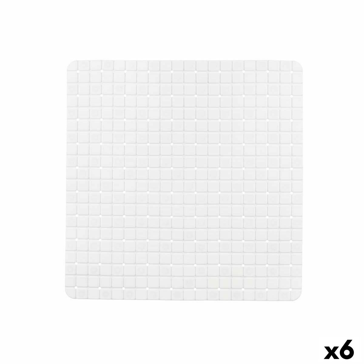 Alfombrilla Antideslizante para Ducha Berilo Blanco PVC 6 x 50 x 6 cm 50,3 x 50,3 x 0,7 cm Cuadros (6 Unidades)