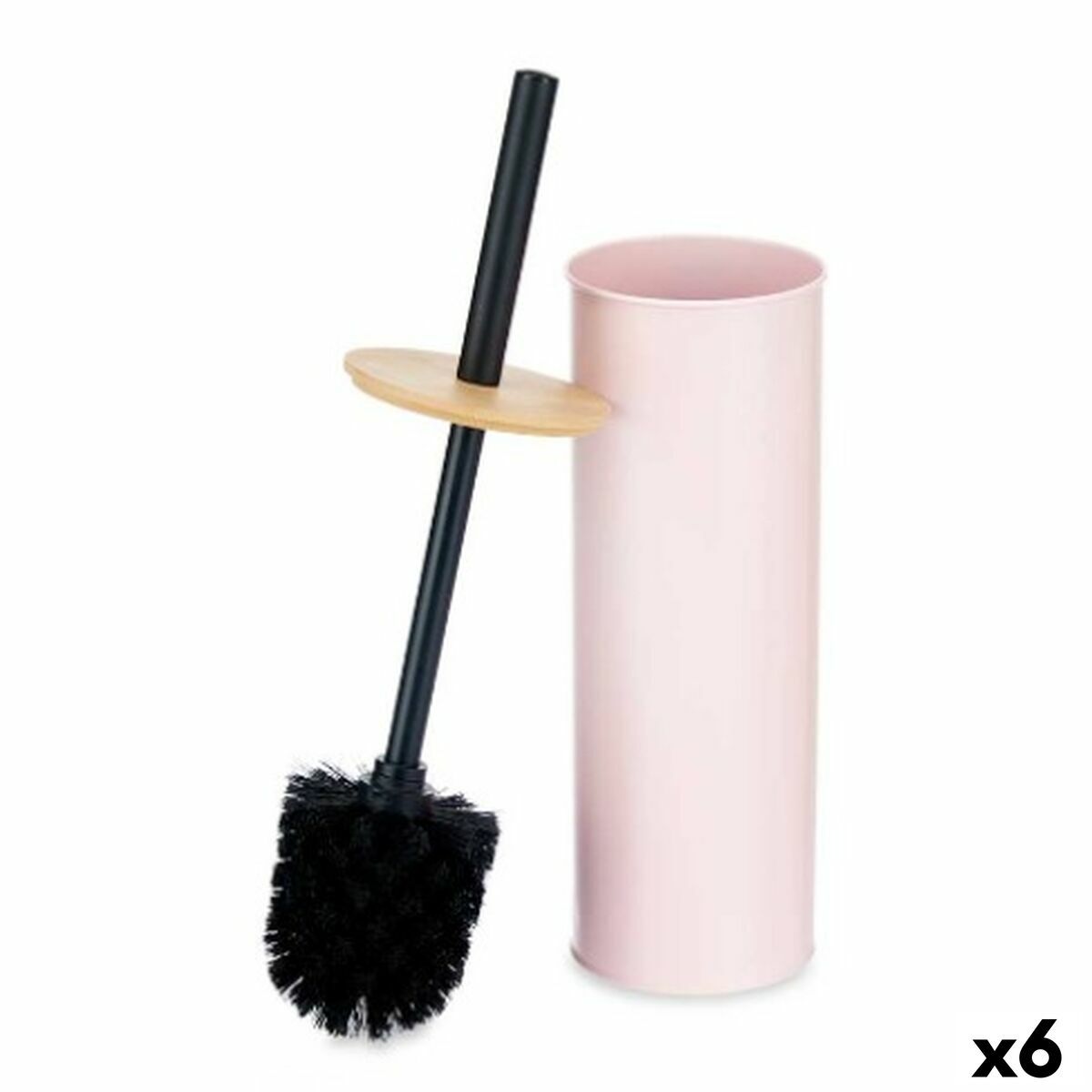 Escobilla para el Baño Berilo Rosa Metal Bambú Plástico 9,5 X 27 X 9,5 cm (6 Unidades)