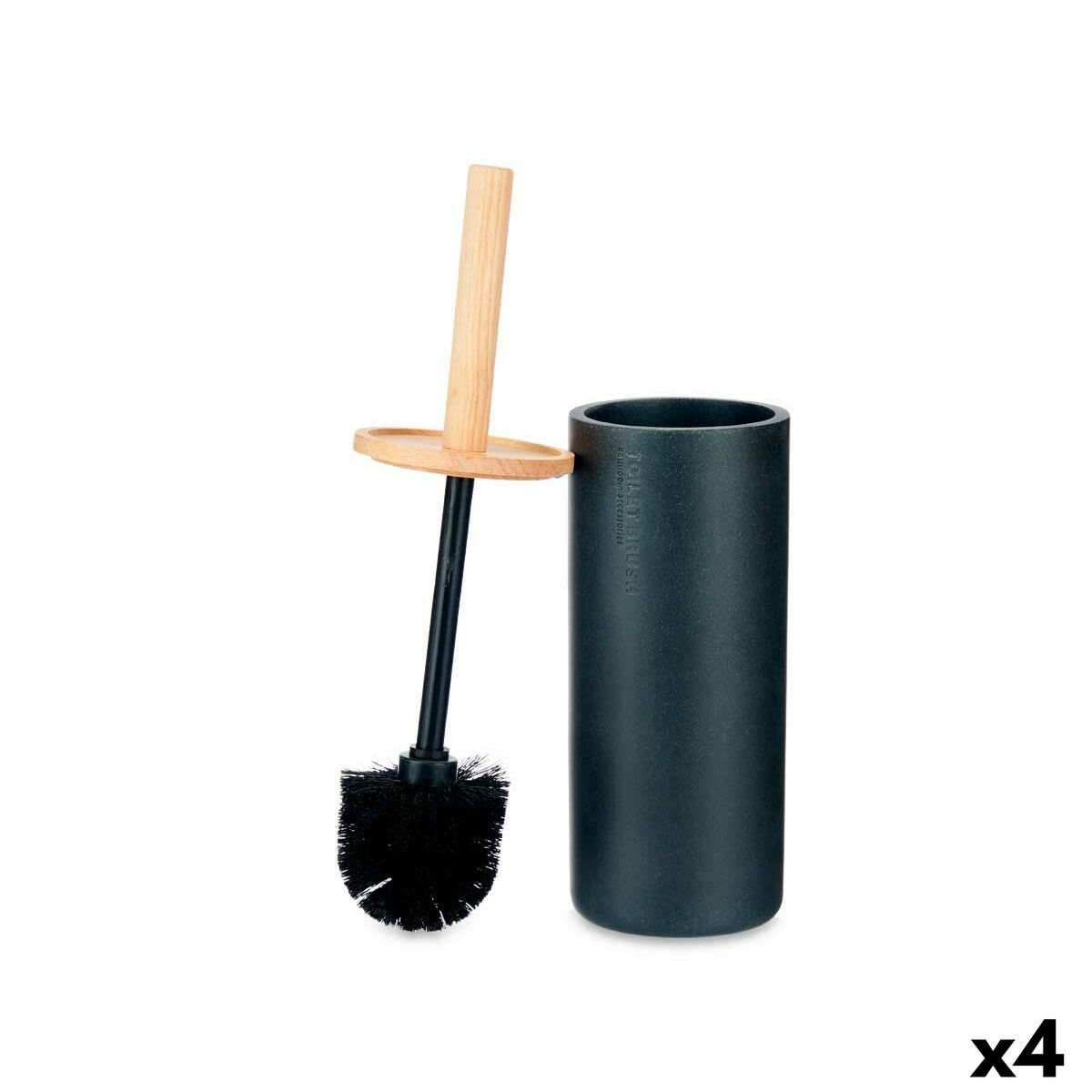 Escobilla para el Baño Berilo Negro Madera Resina 10,2 x 38 x 10,2 cm (4 Unidades)