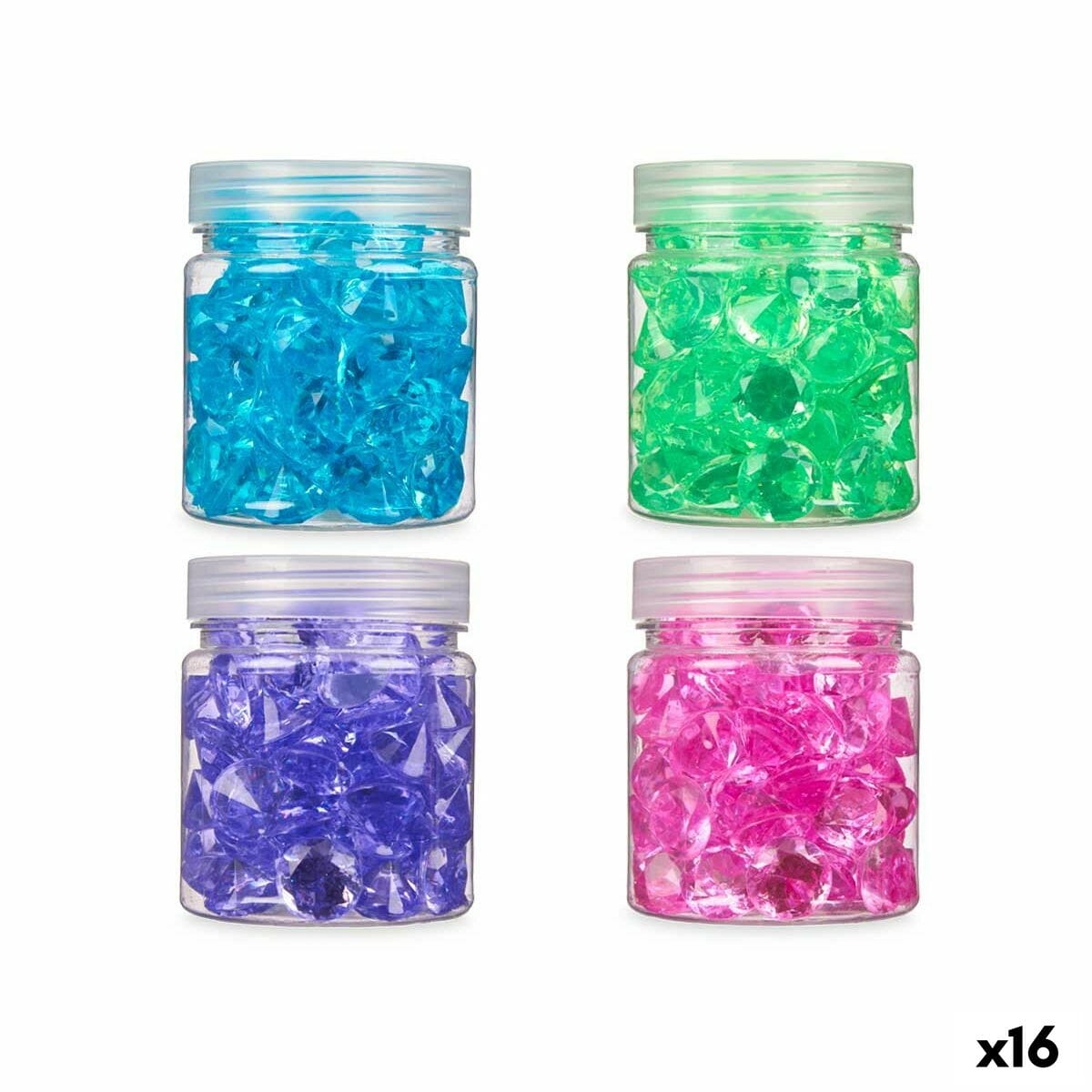 Piedras Decorativas Gift Decor Azul Verde Morado Rosa 150 g Diamante (16 Unidades)