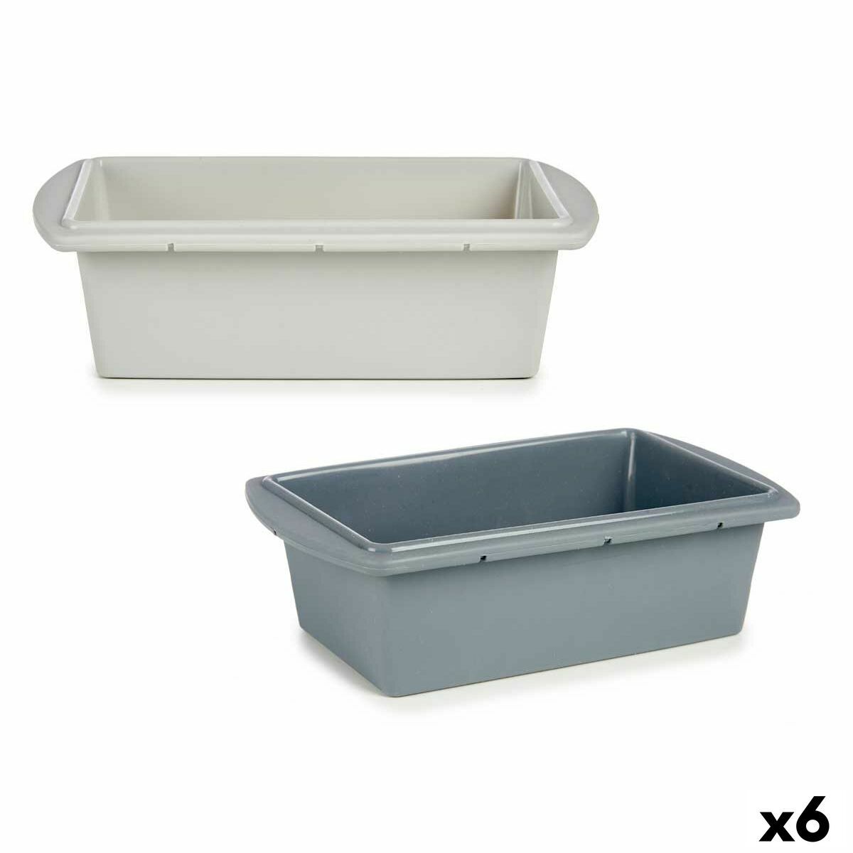 Molde para Repostería Kinvara Gris claro Gris oscuro Silicona 1,5 L 16 x 7 x 27,5 cm Bizcocho (6 Unidades)