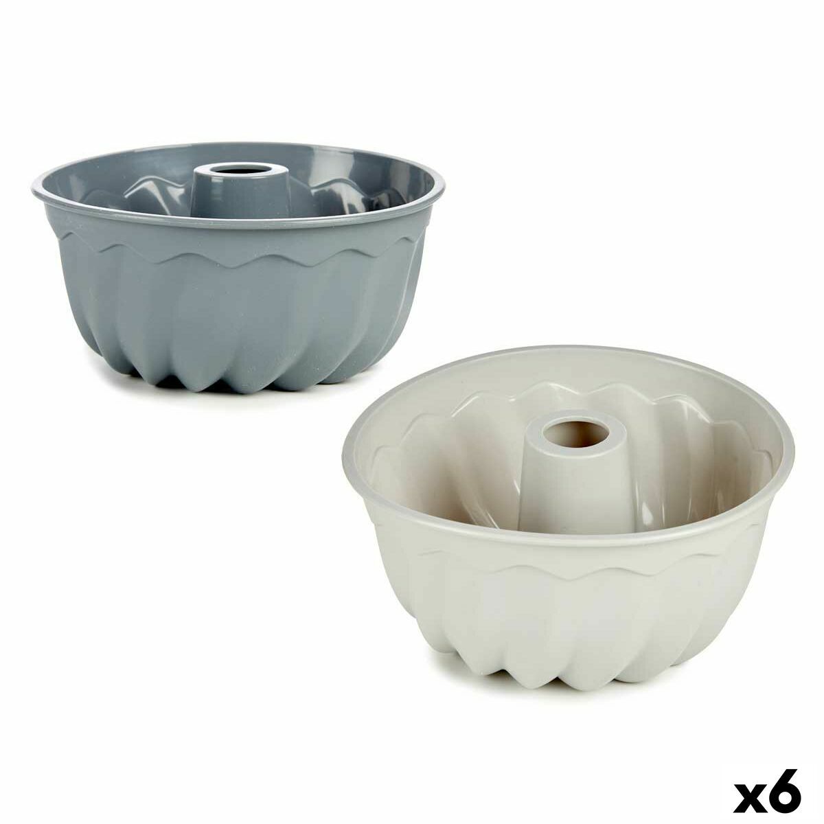Molde para Repostería Kinvara Gris claro Gris oscuro Silicona 22 x 10 x 22 cm Anillo (6 Unidades)