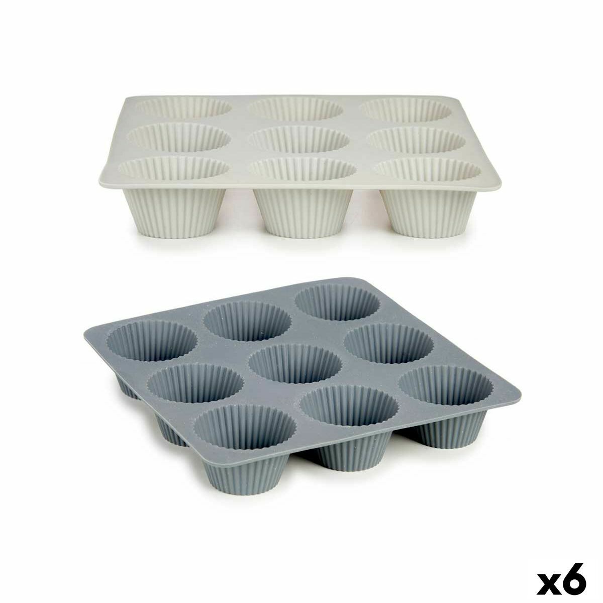 Moldes para Magdalenas Kinvara Gris claro Gris oscuro 22 x 3 x 22 cm Magdalenas (6 Unidades)