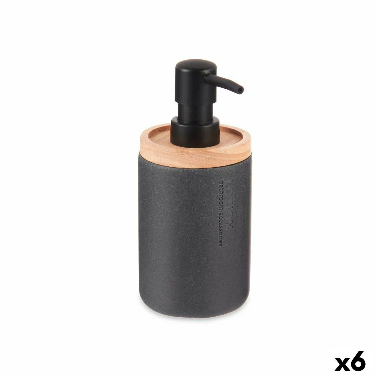 Dispensador de Jabón Berilo Negro Madera Resina Plástico 9,5 x 18,5 x 7,8 cm (6 Unidades)