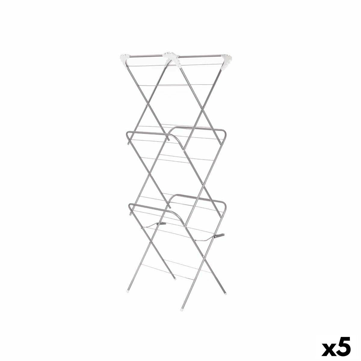 Tendedero Plegable Kipit Blanco Plateado Polipropileno Hierro 47 x 41 x 136 cm 49 x 6,5 x 47 cm Vertical (5 Unidades)
