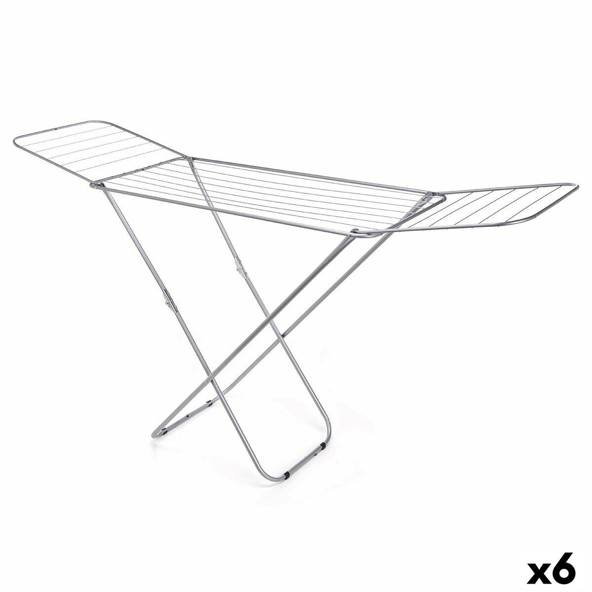 Tendedero Plegable Kipit Plateado Metal 183 x 50,5 x 104 cm 127 x 4 x 50 cm 127 x 5 x 50 cm (6 Unidades)