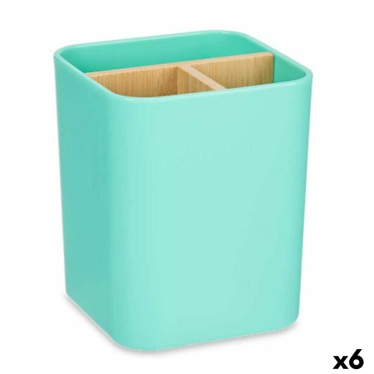 Portacepillos de Dientes Berilo Verde Bambú Polipropileno 9 x 11 x 9 cm (6 Unidades)