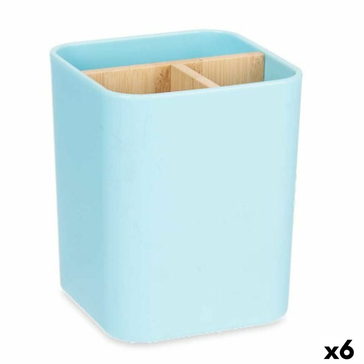 Portacepillos de Dientes Berilo Azul Bambú Polipropileno 9 x 11 x 9 cm (6 Unidades)