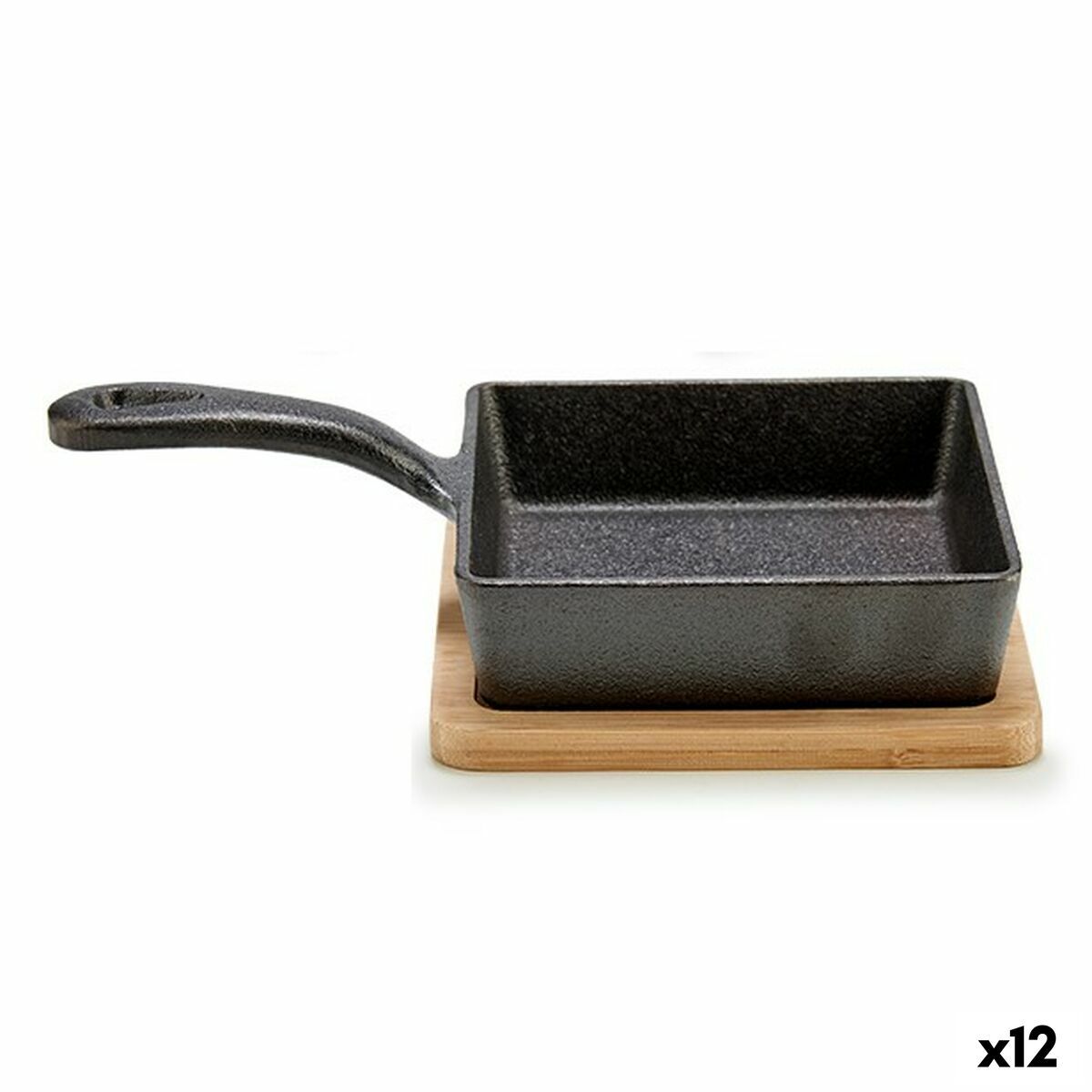 Sarten para Servir Aperitivos Kinvara Marrón Gris Madera 23,7 x 6,3 x 14 cm 14 x 6,3 x 23,7 cm Sartén (12 Unidades)