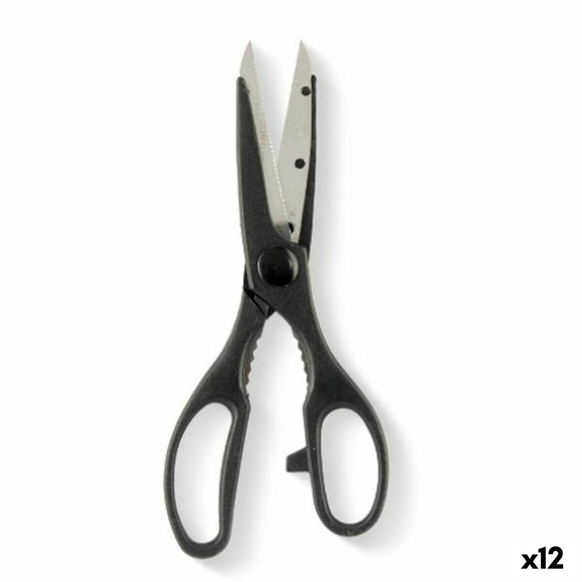 Tijeras de Cocina Kinvara Negro Plateado Acero Inoxidable 7,5 x 21 x 1 cm (12 Unidades)