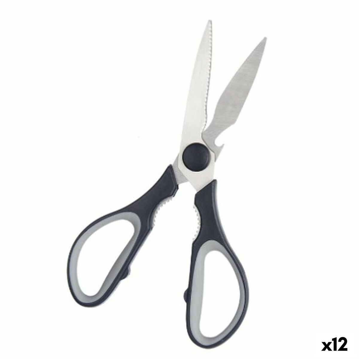 Tijeras de Cocina Kinvara Negro Plateado Acero Inoxidable 8,5 x 21 x 1,5 cm (12 Unidades)