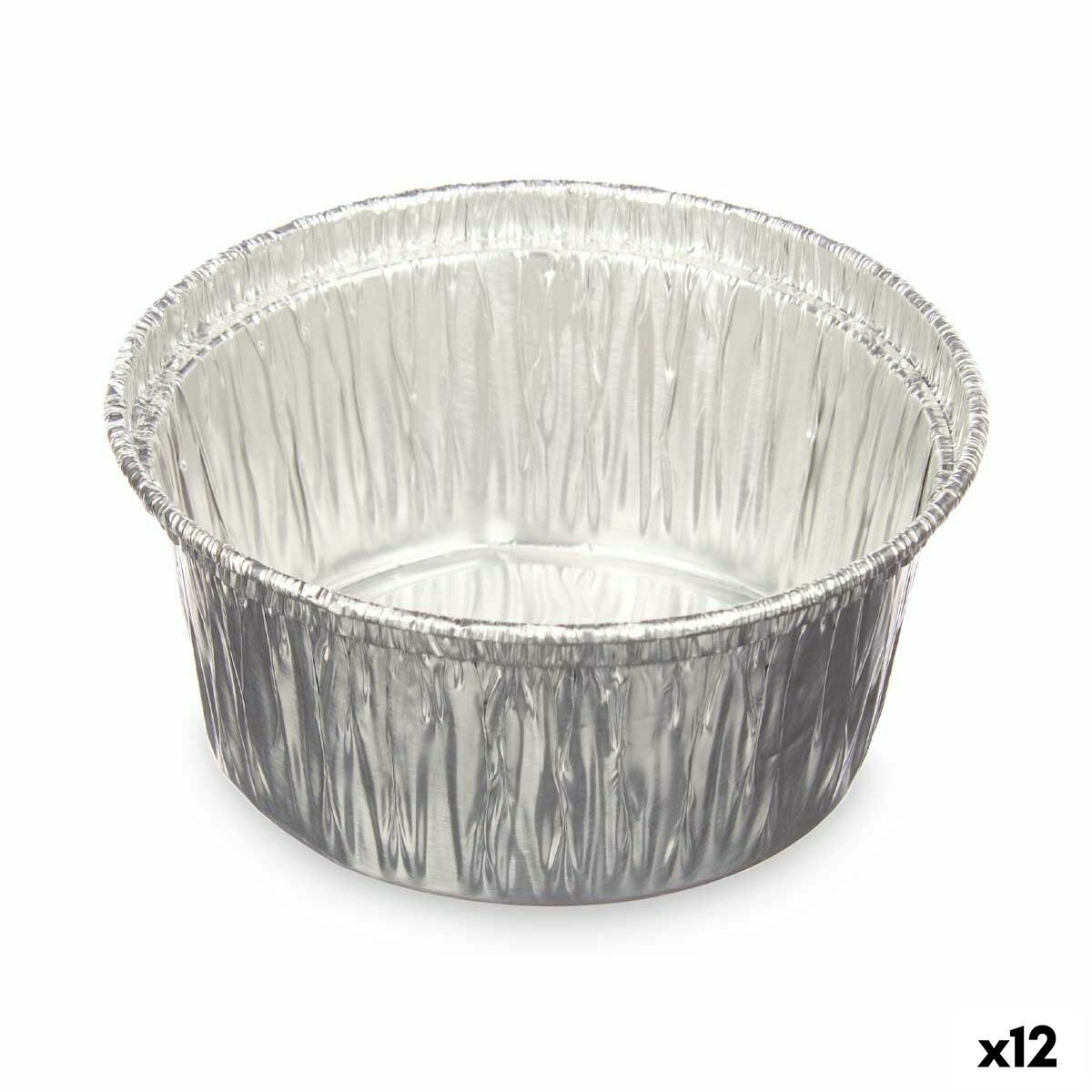 Molde para Flan Kinvara Plateado Aluminio 8,5 x 8 x 8,5 cm Desechable Redondo (12 Unidades)