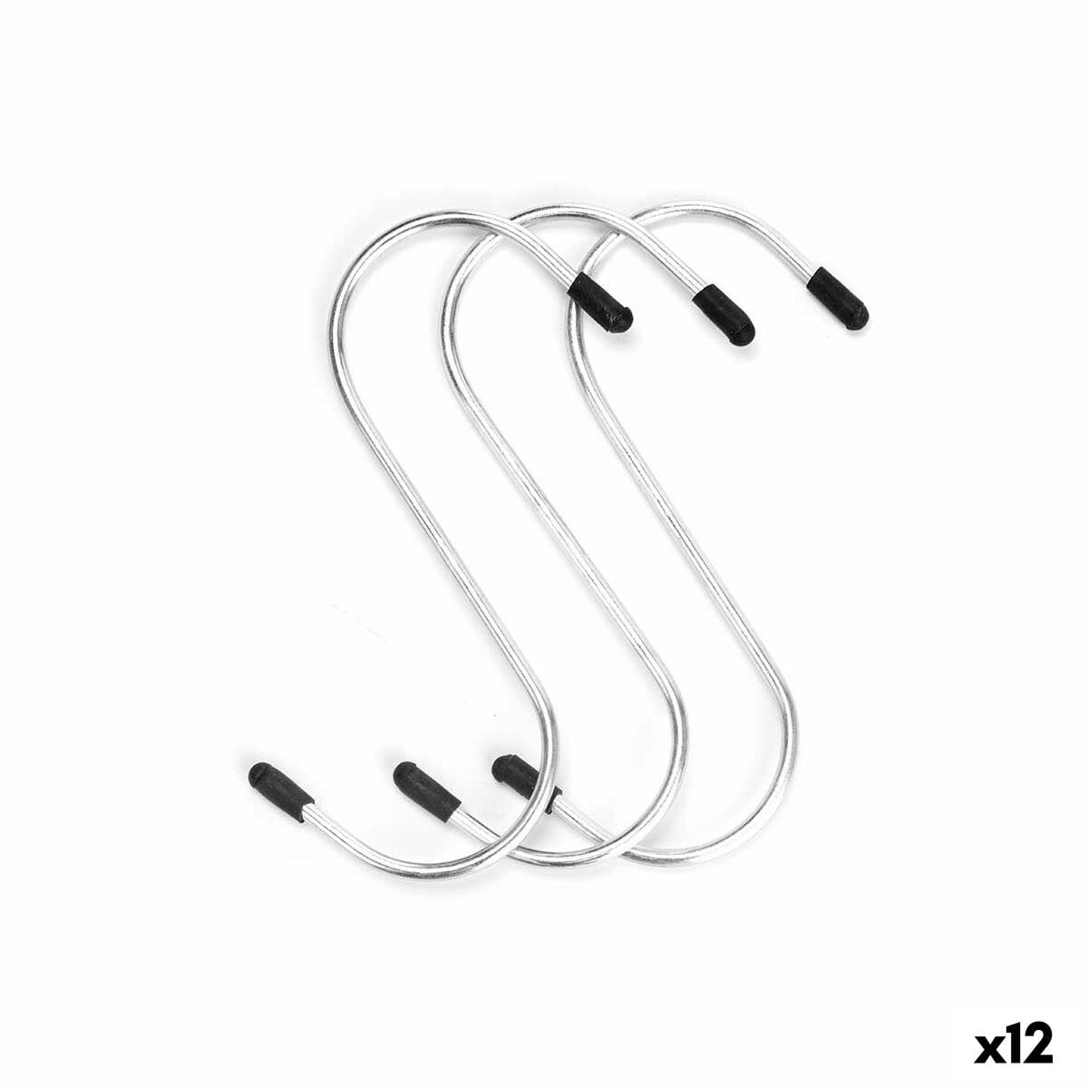 Gancho para colgar Kinvara Plateado Plata Metal 12 cm 10,5 x 21 x 2 cm Set (12 Unidades)