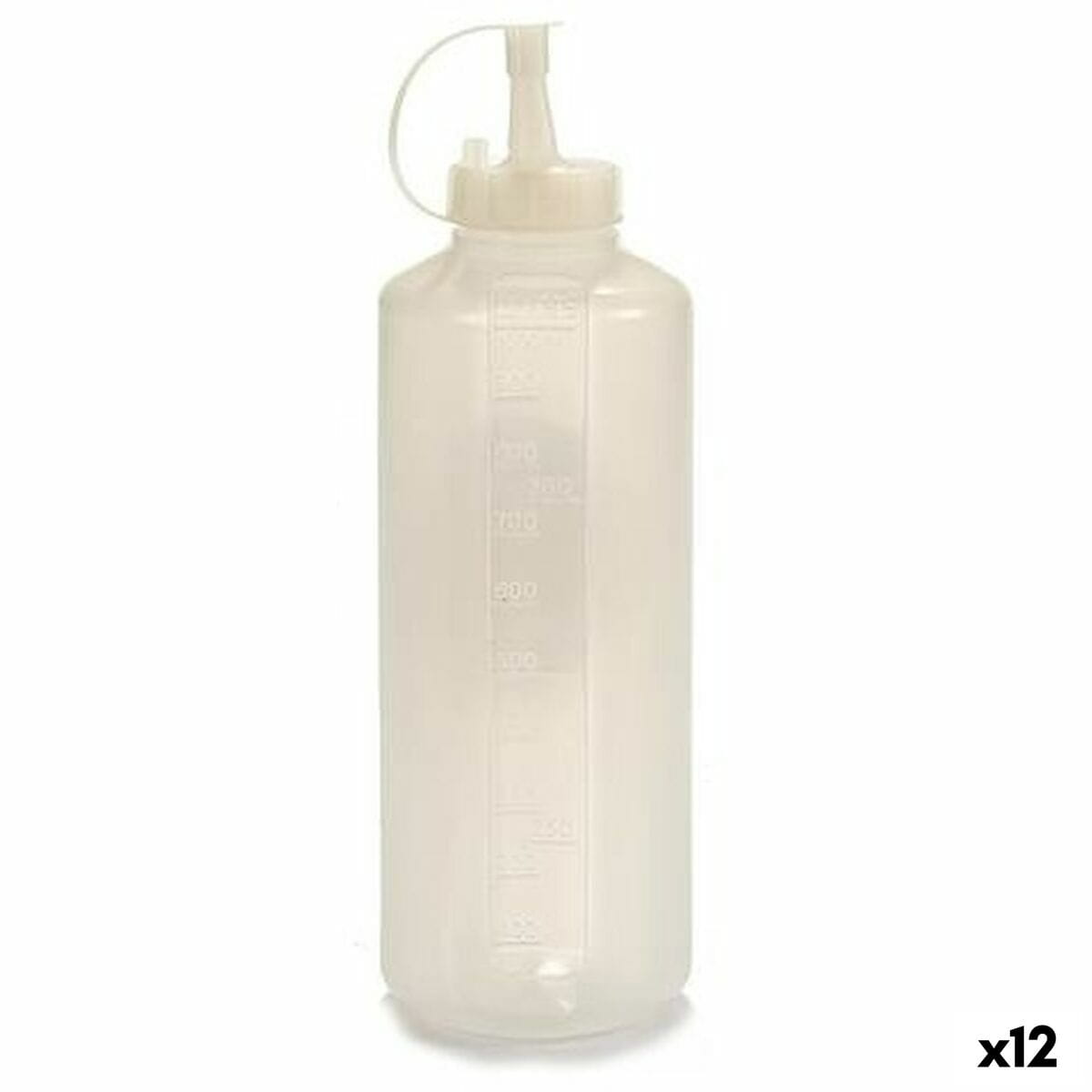 Bote para Salsas Kinvara Transparente Plástico 1 L 8 x 25 x 8 cm (12 Unidades)