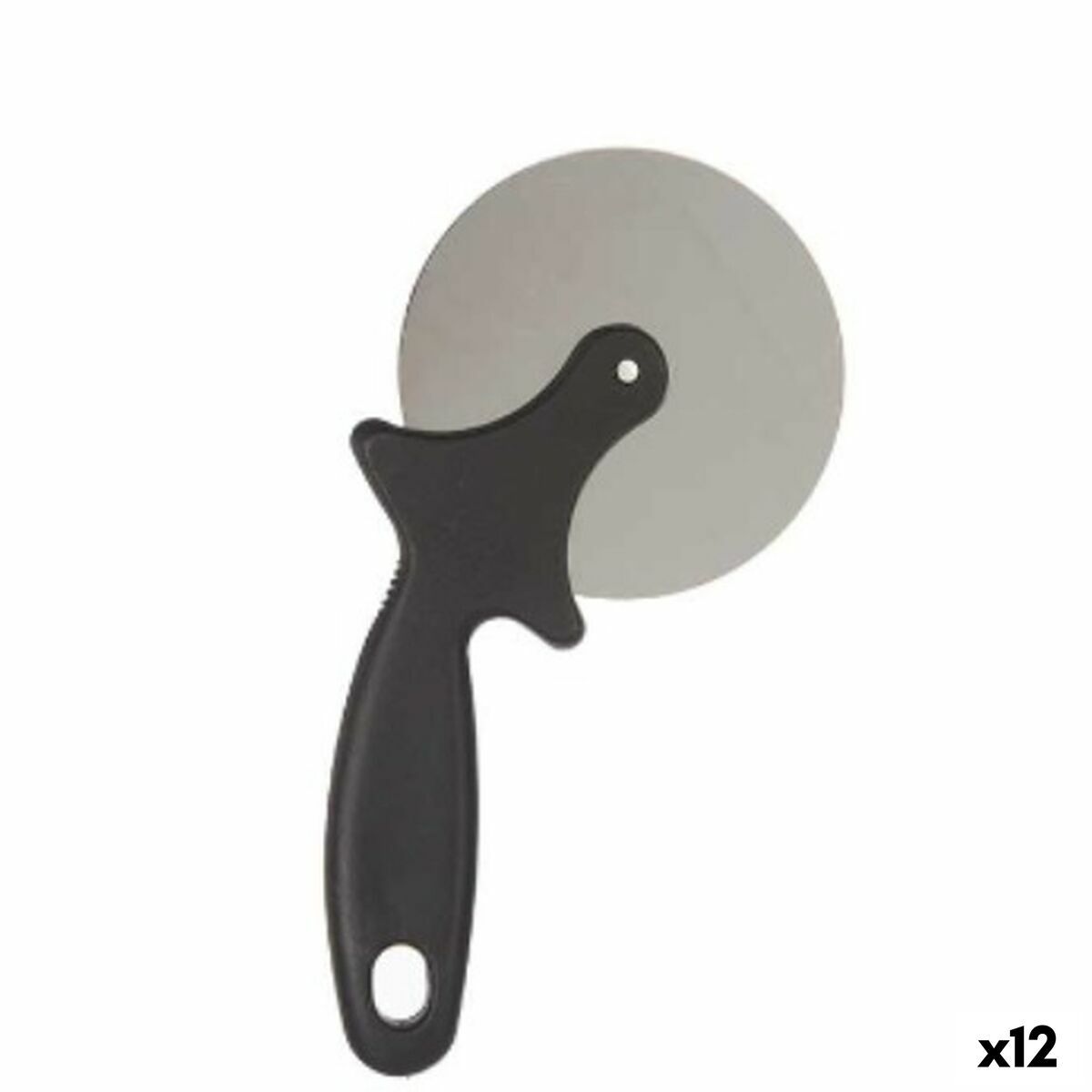 Cortador de Pizza Kinvara Negro Plateado Acero Inoxidable Polipropileno 21 x 1,5 x 10 cm 11,7 x 22,5 x 2 cm (12 Unidades)