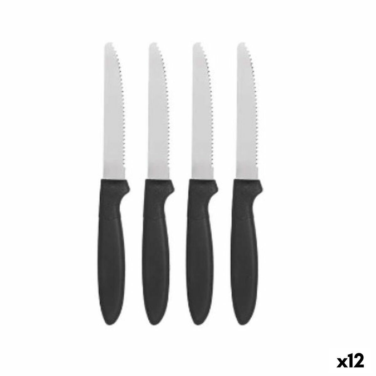 Set de Cuchillos Kinvara Negro Plateado Acero Inoxidable Plástico 19,5 cm 12,5 x 26,2 x 1 cm (12 Unidades)