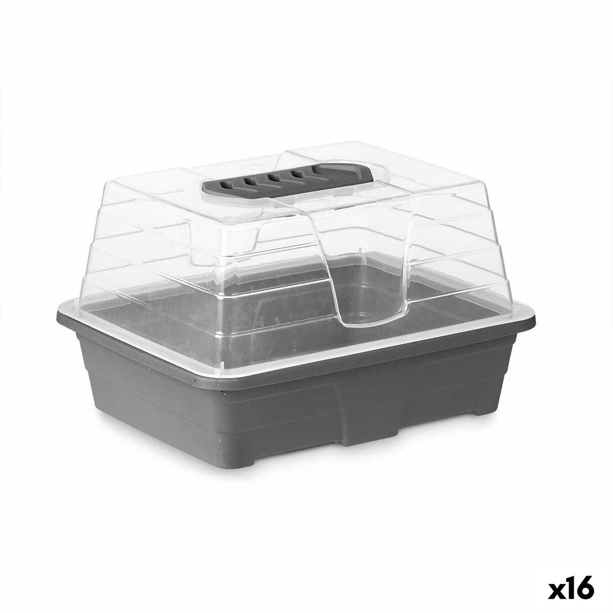 Invernadero Ibergarden Gris Transparente Plástico 21,5 x 12,8 x 17,4 cm (16 Unidades)