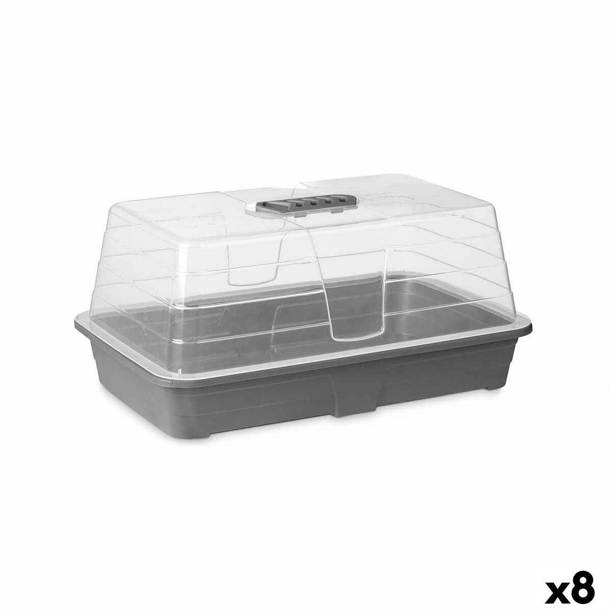 Invernadero Ibergarden Gris Transparente Plástico 38,4 x 17,5 x 24,7 cm 38,4 x 18 x 24 cm (8 Unidades)