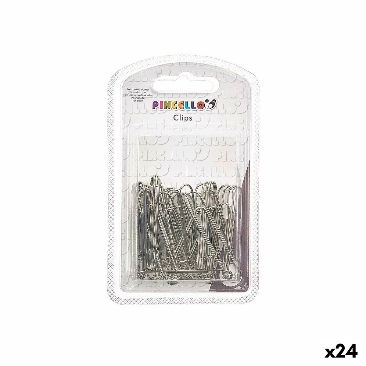 Clips Pincello Plateado Metal Grande (24 Unidades)