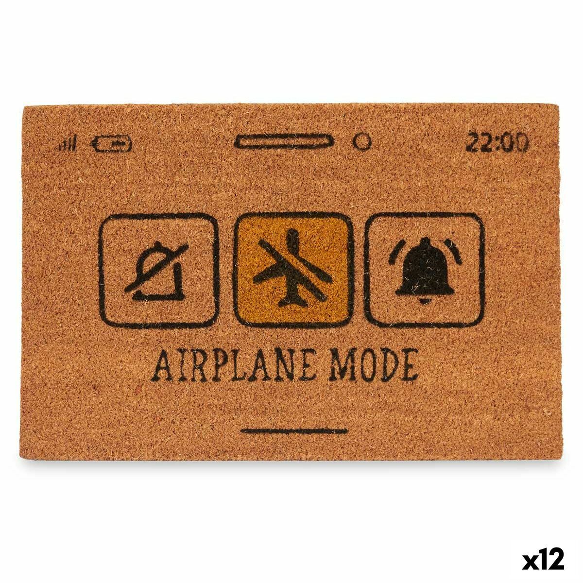 Felpudo Gift Decor Airplane Mode Amarillo Negro Natural PVC Fibra de coco 60 x 1 x 40 cm (12 Unidades)