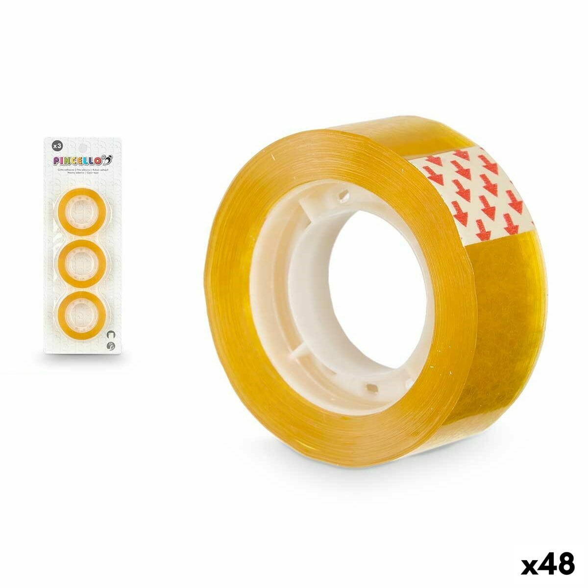 Cinta Adhesiva Pincello Amarillo 8,5 x 23 x 2 cm 2,7 x 40 x 1,8 cm Set 3 Piezas (48 Unidades)