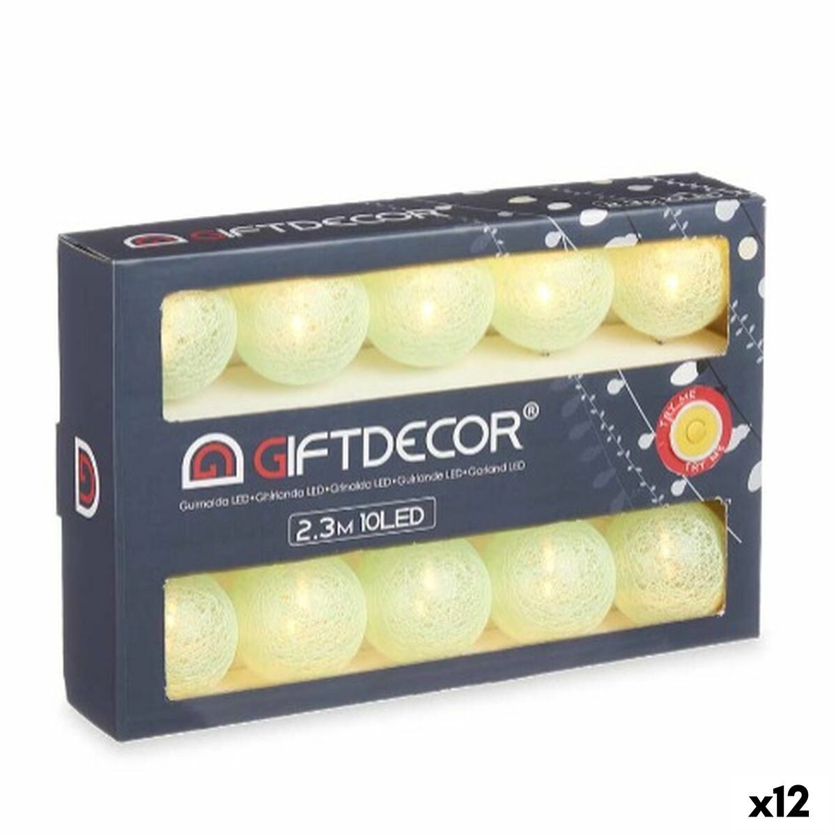 Guirnalda de Luces LED Gift Decor Verde 2,3 m 31 x 20 x 6,5 cm Bola (12 Unidades)