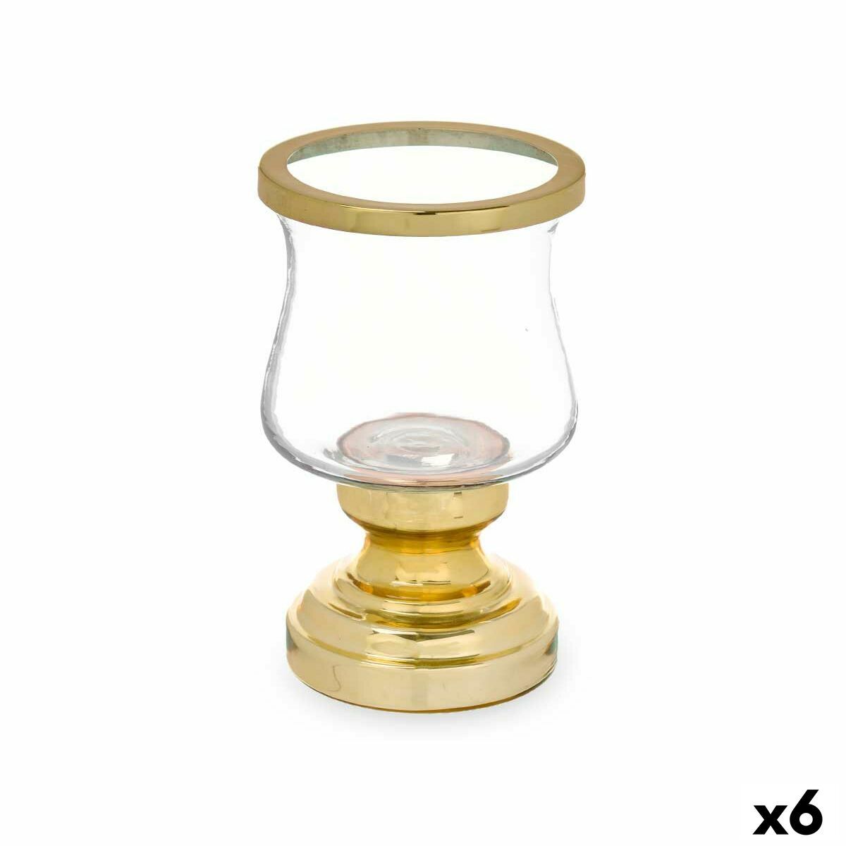 Portavelas Gift Decor Dorado Cristal Acero 12 x 19,5 x 12 cm Copa (6 Unidades)