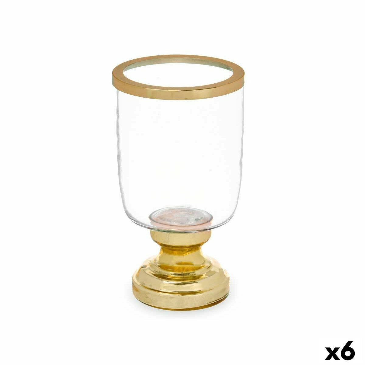 Portavelas Gift Decor Dorado Cristal Acero 12 x 24,5 x 12 cm Copa (6 Unidades)