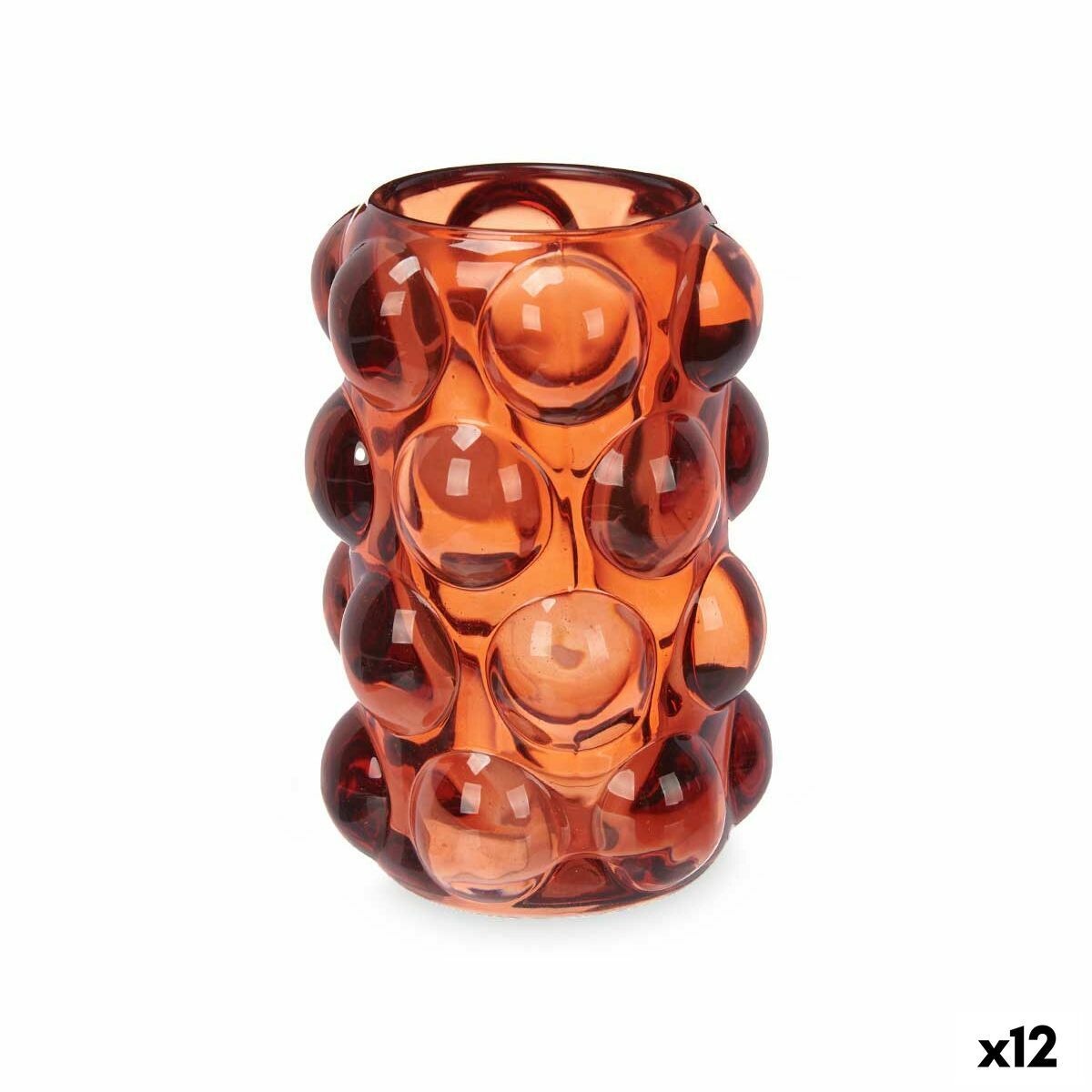 Portavelas Gift Decor Naranja Teja Cristal 8,4 x 12,5 x 8,4 cm Microesferas (12 Unidades)