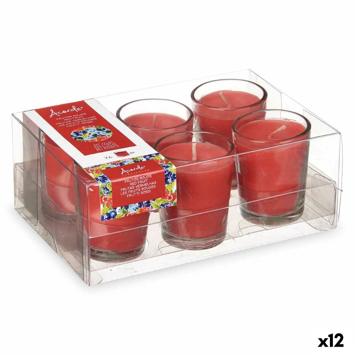 Set de Velas Perfumadas Acorde Frutos rojos Vaso (12 Unidades)