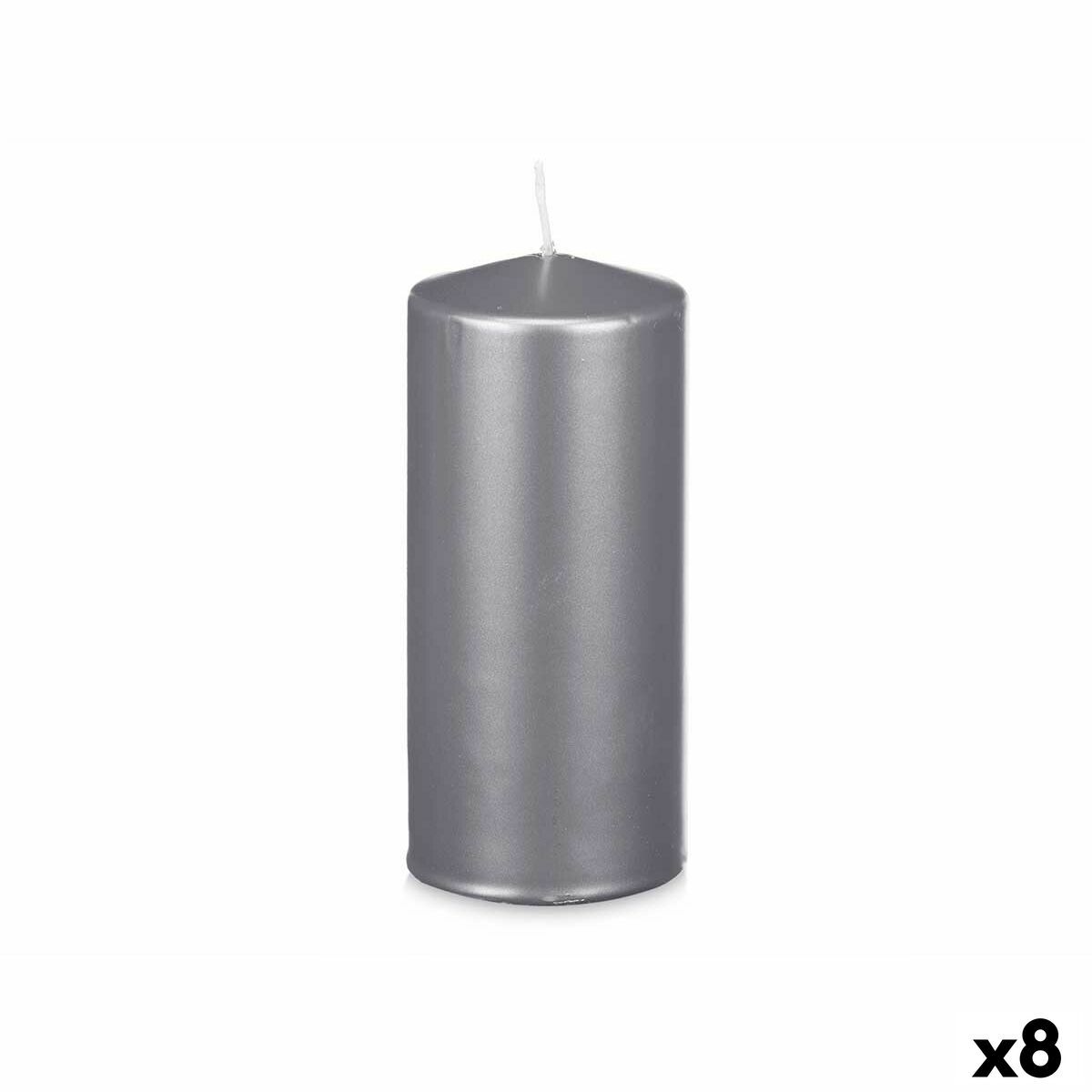 Vela Acorde Plateado 9 x 20 x 9 cm (8 Unidades)