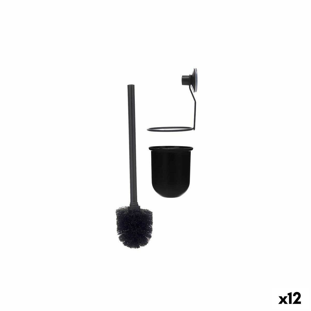 Escobilla para el Baño Berilo Negro Acero ABS 10 x 36 x 10 cm (12 Unidades)