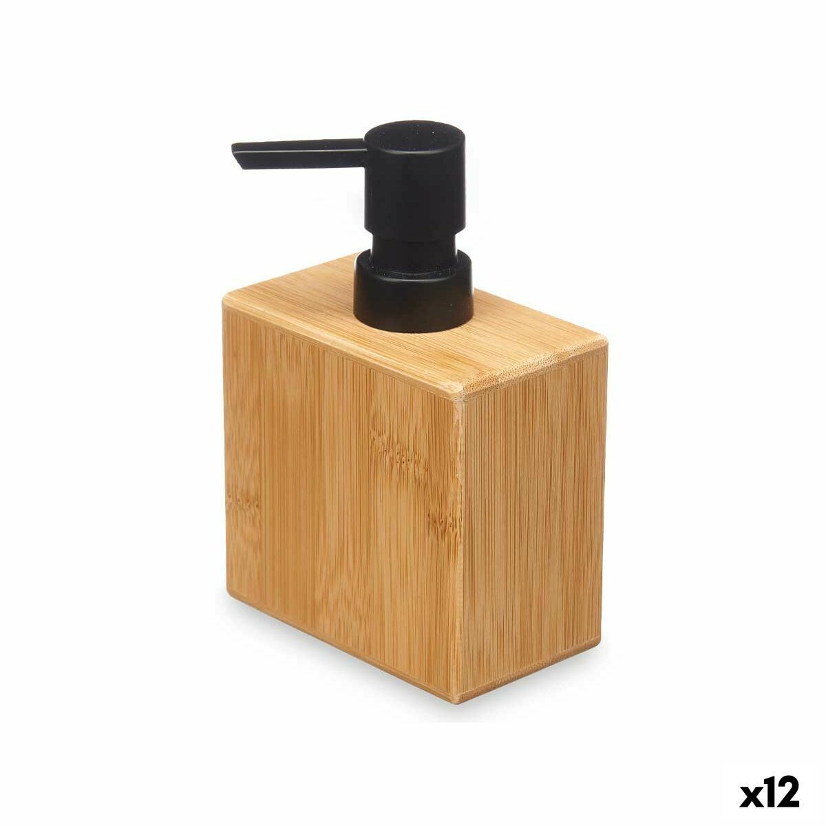 Dispensador de Jabón Berilo Negro Bambú Plástico 9,7 x 15 x 5,8 cm (12 Unidades)