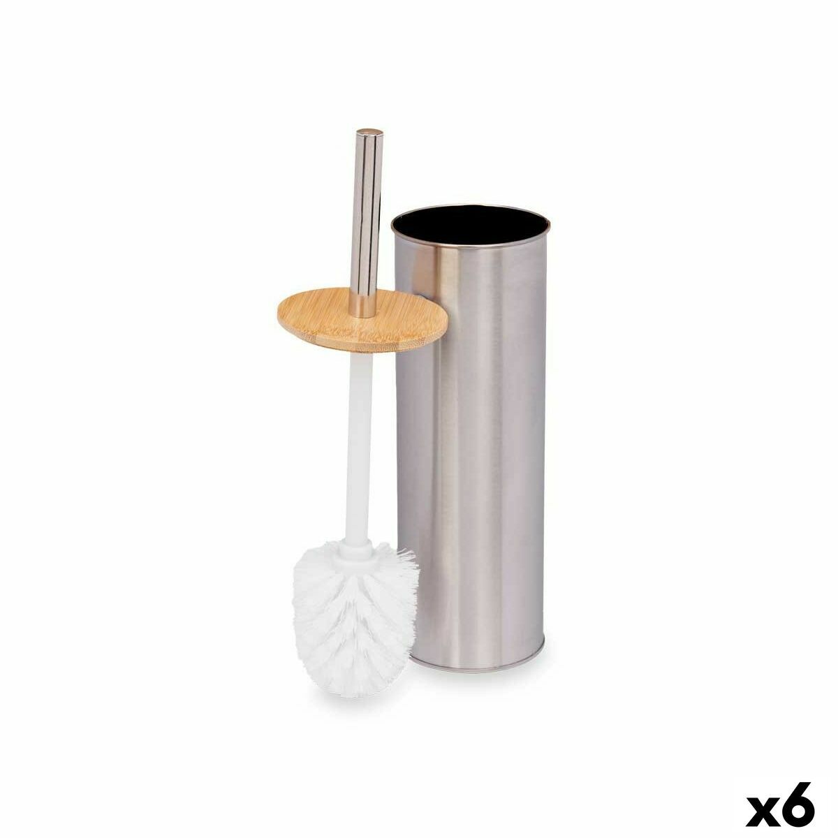 Escobilla para el Baño Berilo Plateado Bambú Acero Inoxidable 9,5 x 27,5 x 9,5 cm (6 Unidades)
