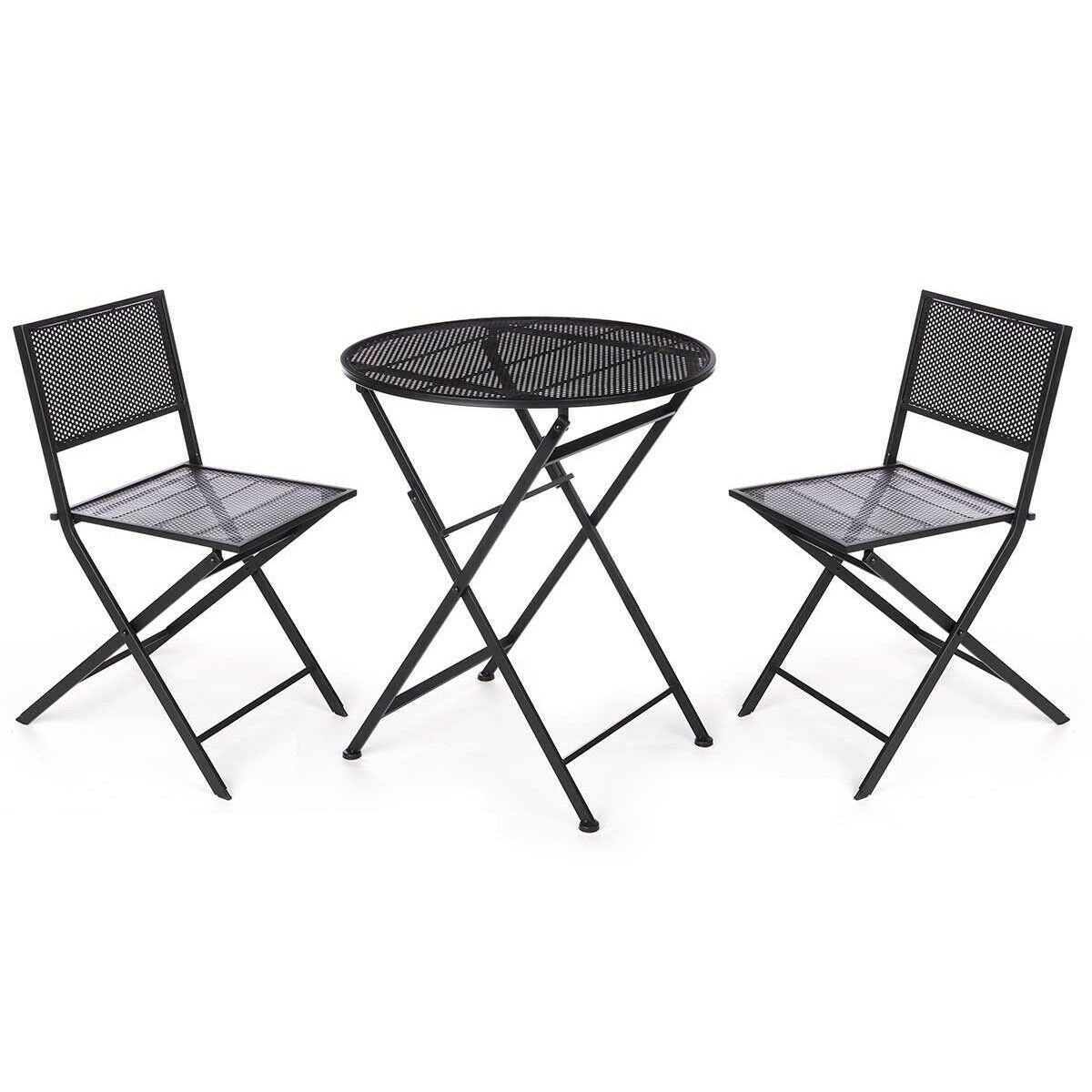 Conjunto de Mesa con 2 Sillas Ibergarden Negro 96 x 60 x 22,5 cm