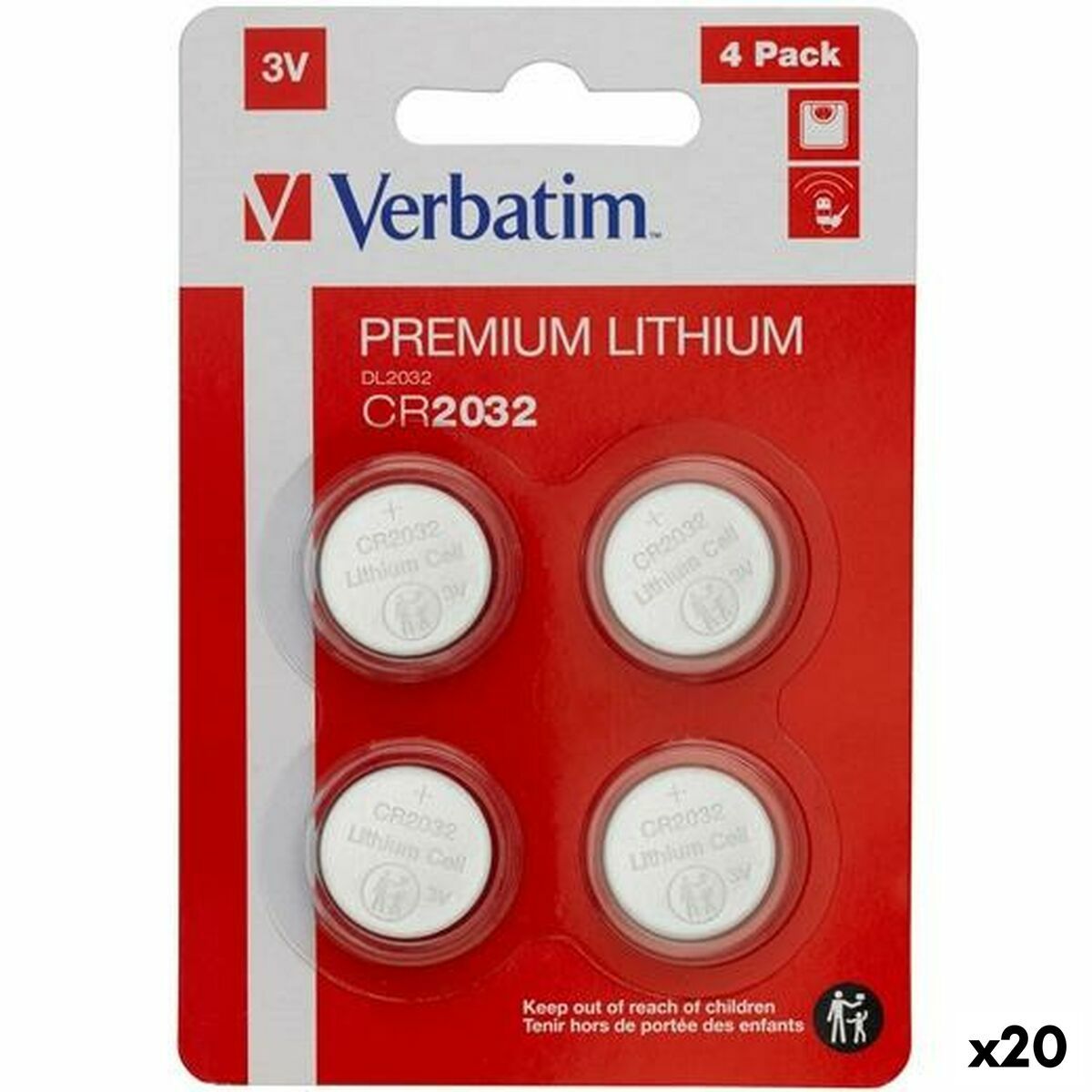 Pilas Verbatim CR2032 4 Piezas 20 Unidades 3V