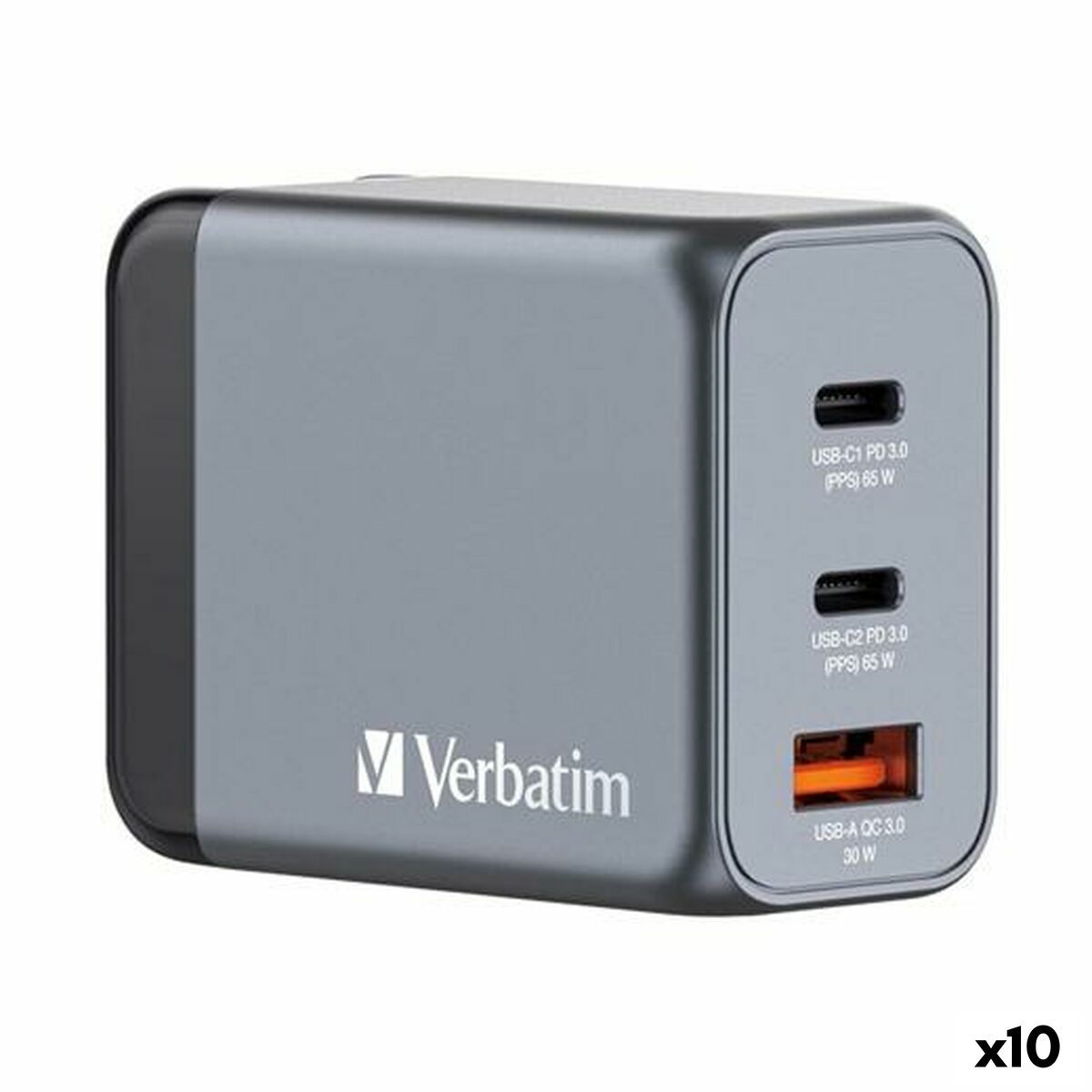 Cargador de Pared Verbatim GNC-65 Negro 65 W Universal (10 Unidades)