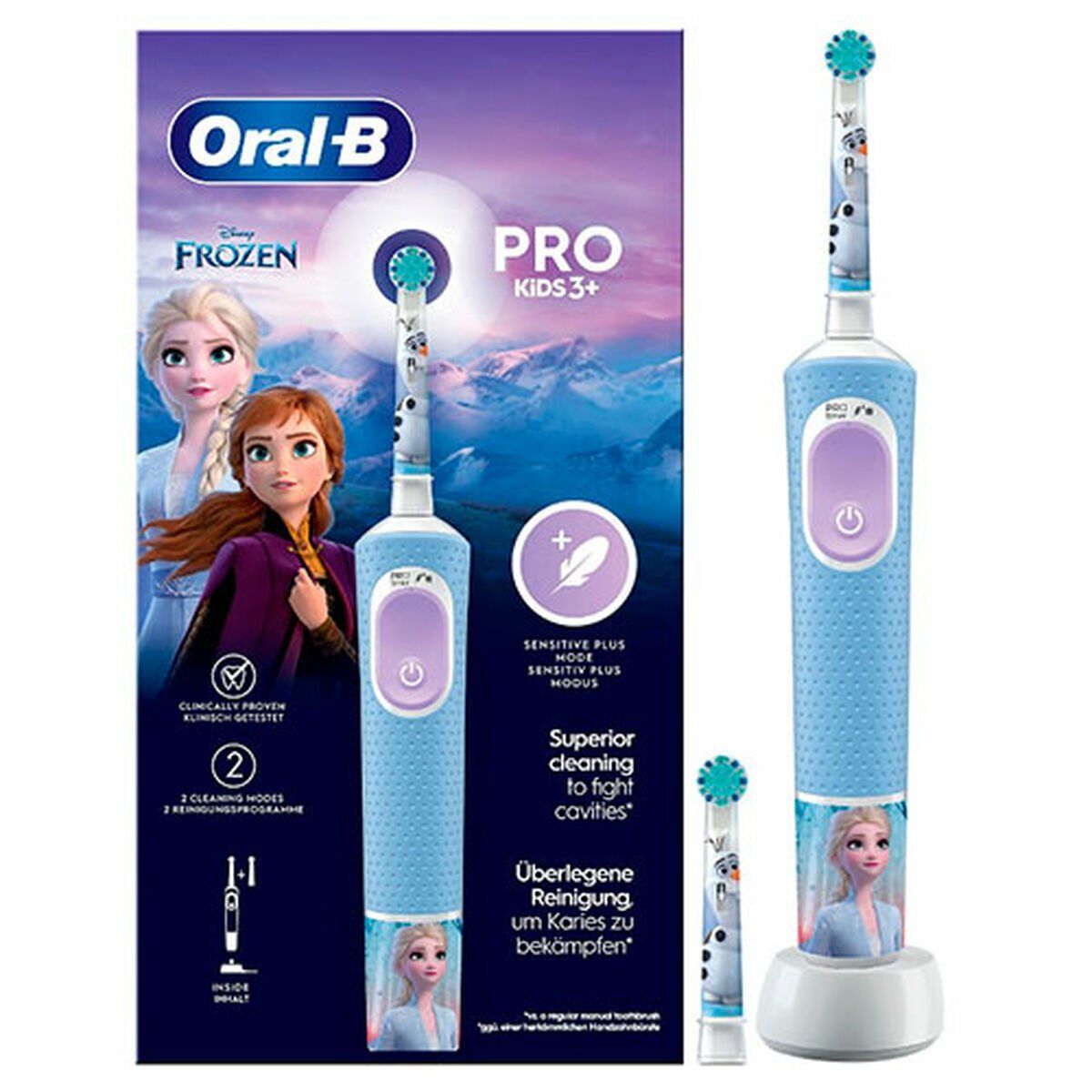 Cepillo de Dientes Eléctrico Oral-B Frozen Negro Multicolor (2 Piezas) (2 Unidades)