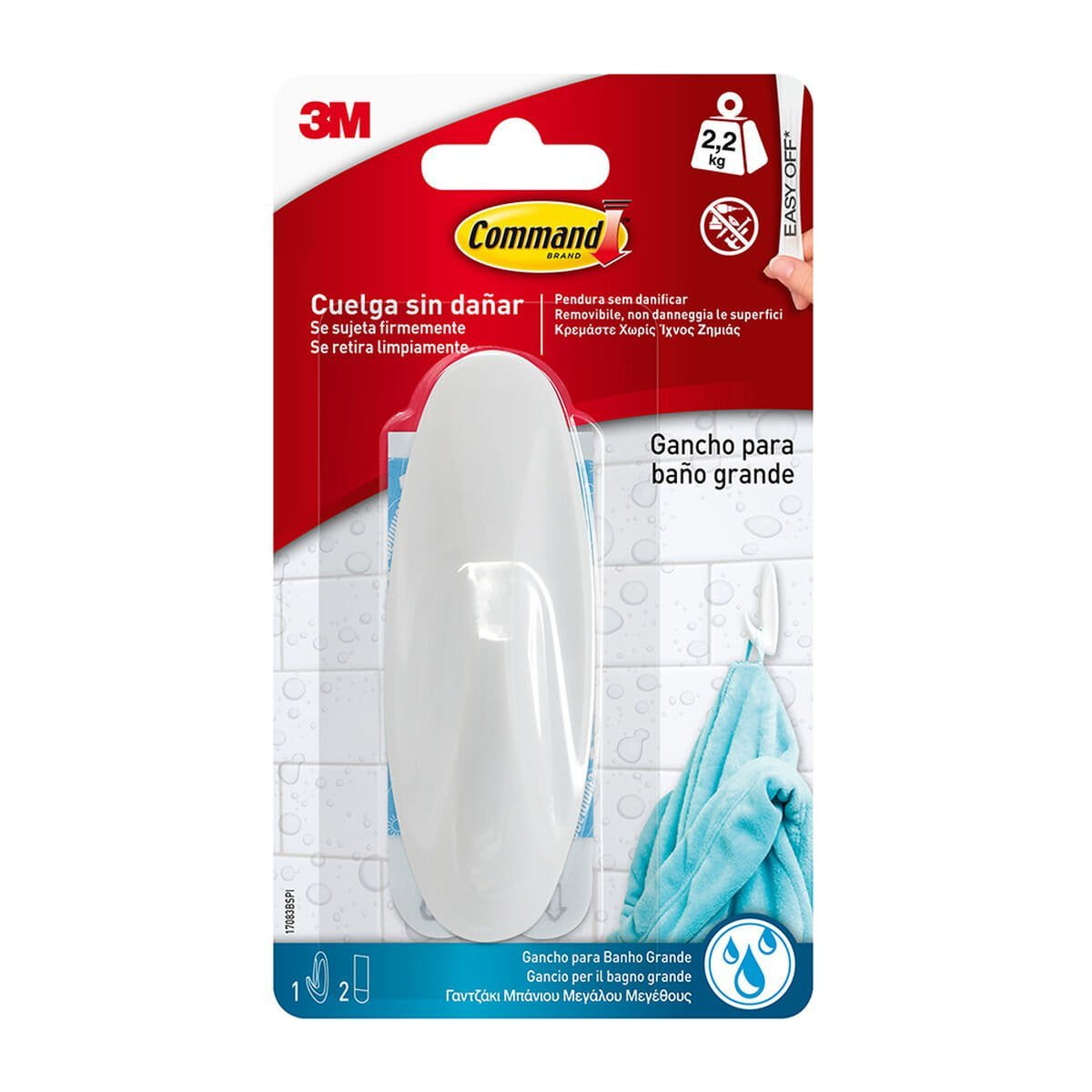 Gancho para colgar 3M 2,2 Kg Blanco Madera Plástico (1 unidad)