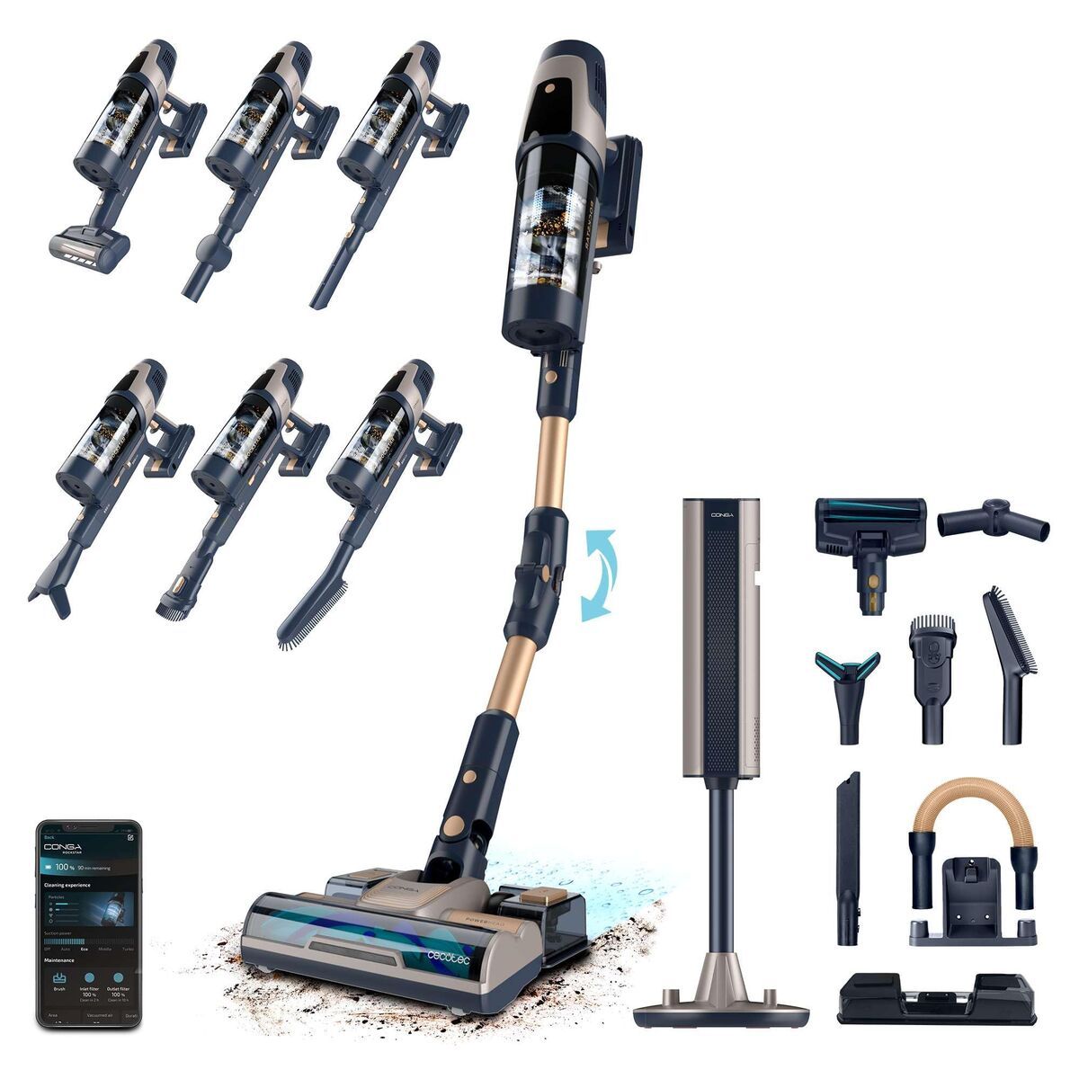 Aspirador Escoba Cecotec RZ90 AI AquaPet Flex Connected 850 W