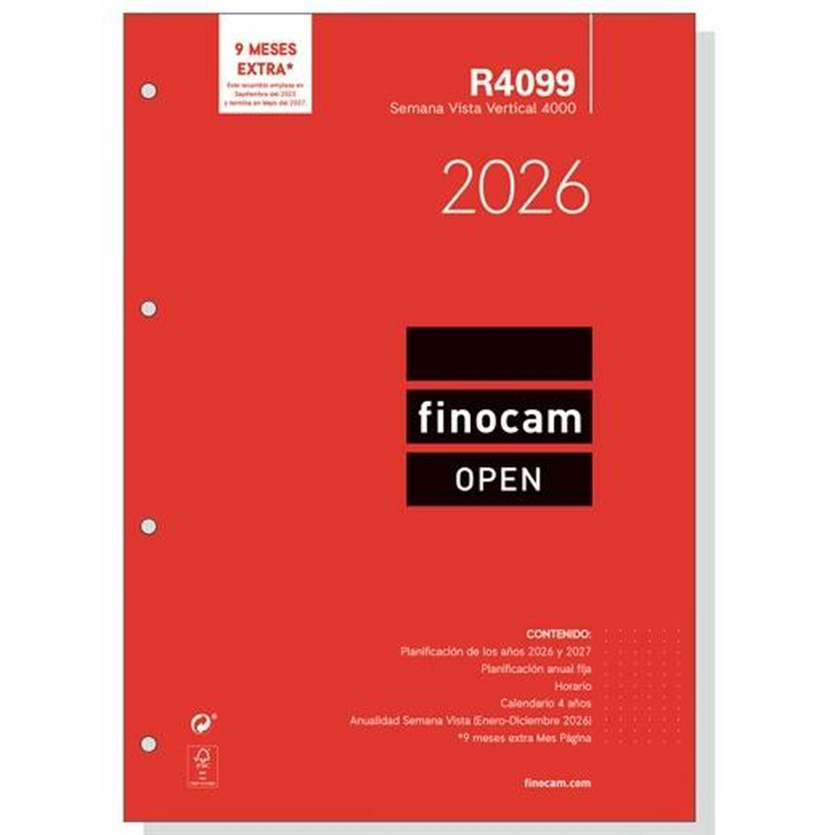 Recambio para Agenda Finocam OPEN R4099 A4 2026 21 x 29,7 cm