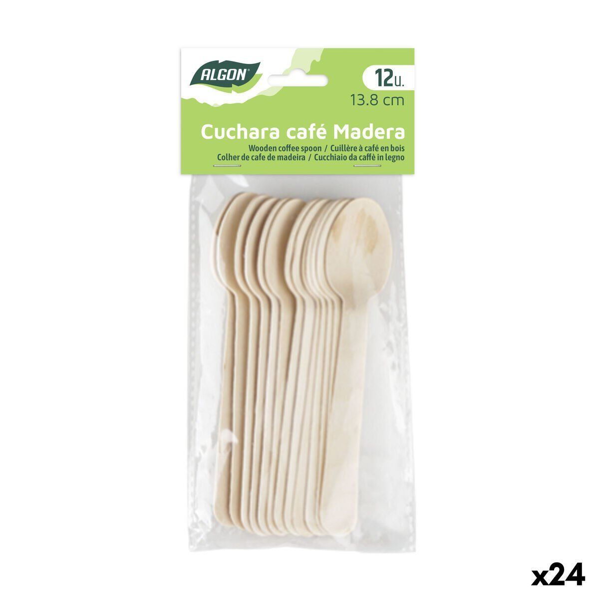 Set de Cucharas Algon Marrón Madera 13,8 cm 12 Piezas (24 Unidades)