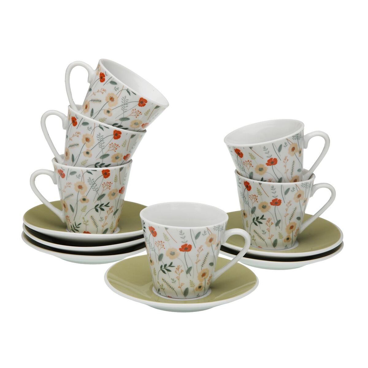 Juego de 6 Tazas con Plato Versa verdi Porcelana