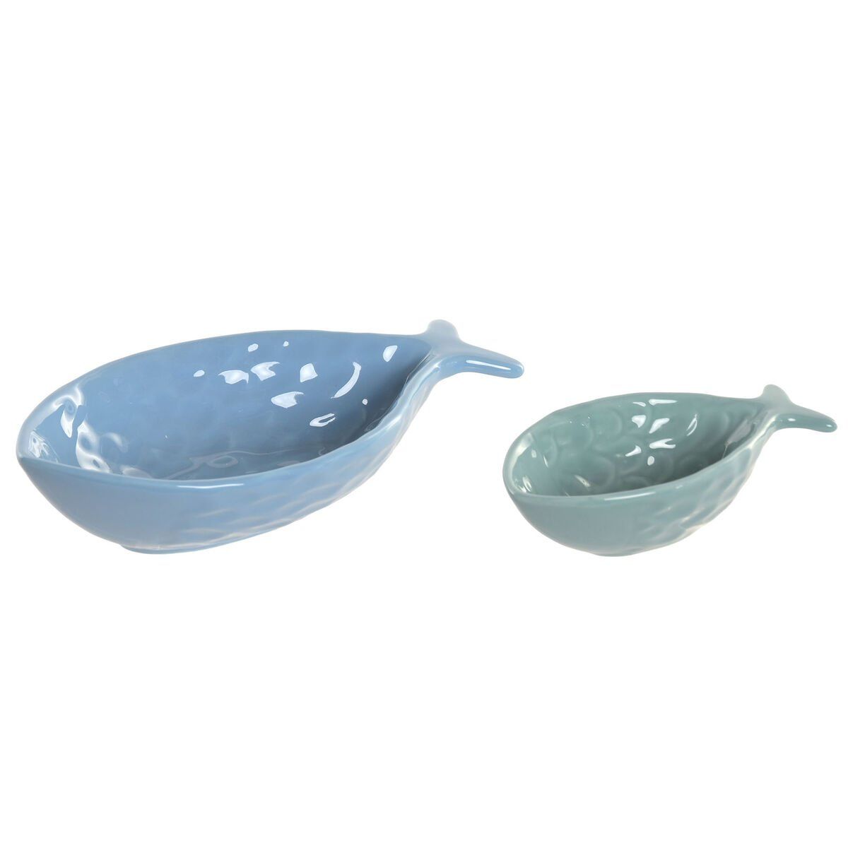 Centro de Mesa Home ESPRIT Azul Turquesa Gres 24 x 13 x 5,5 cm (2 Unidades)